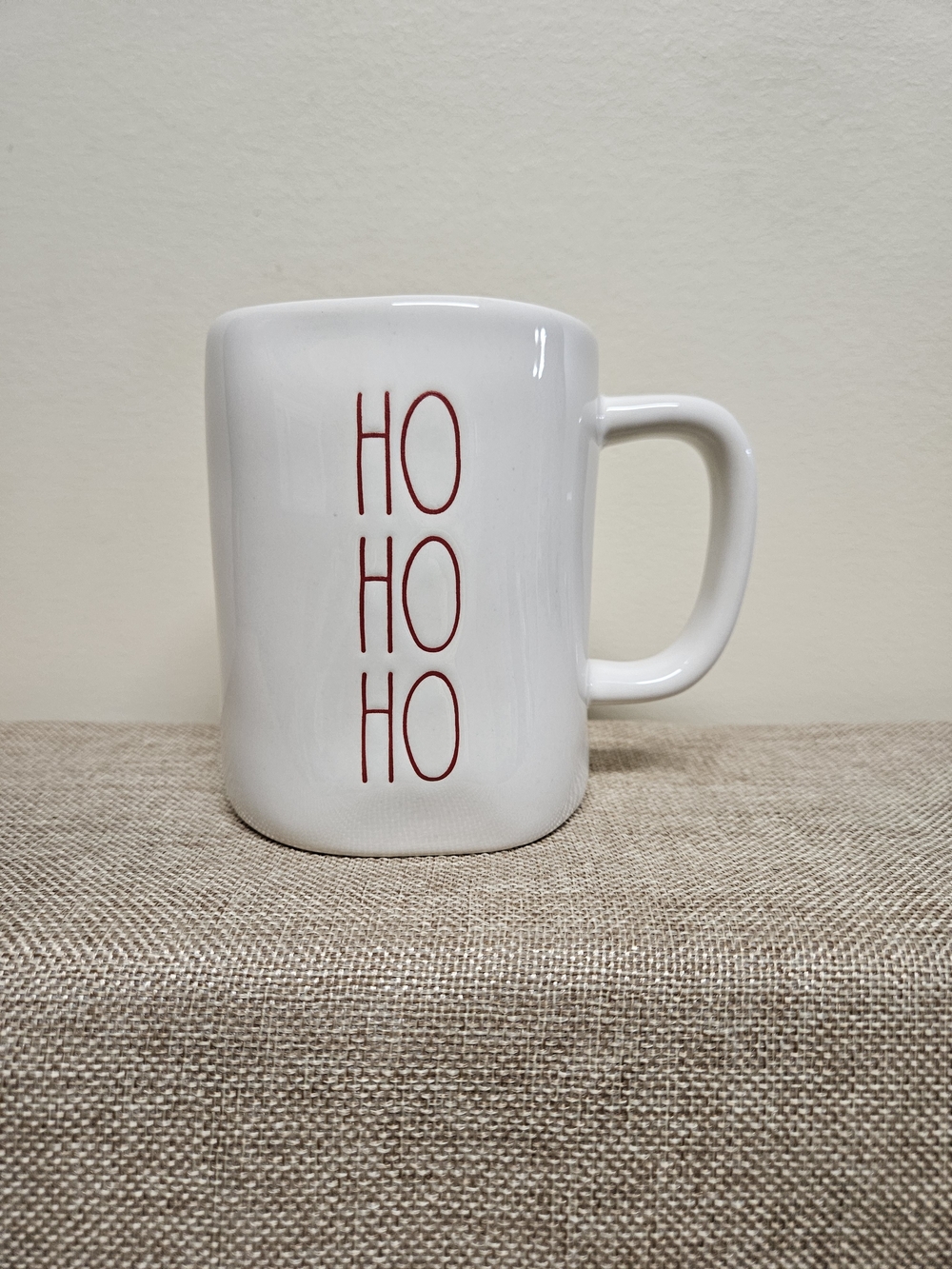 Rae Dunn Ceramic Mug with Vertical Red HO HO HO